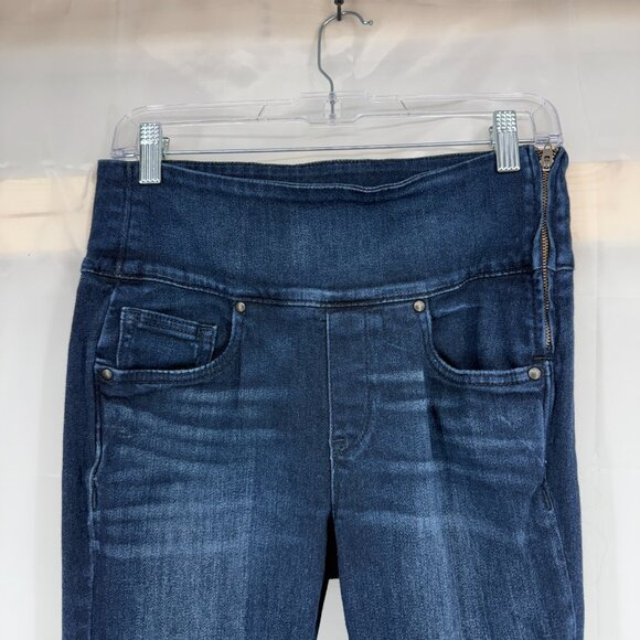 Spanx Women 29 The Signature Straight Jeans Dark Wash Stretch Denim Side Zip - Picture 2 of 11